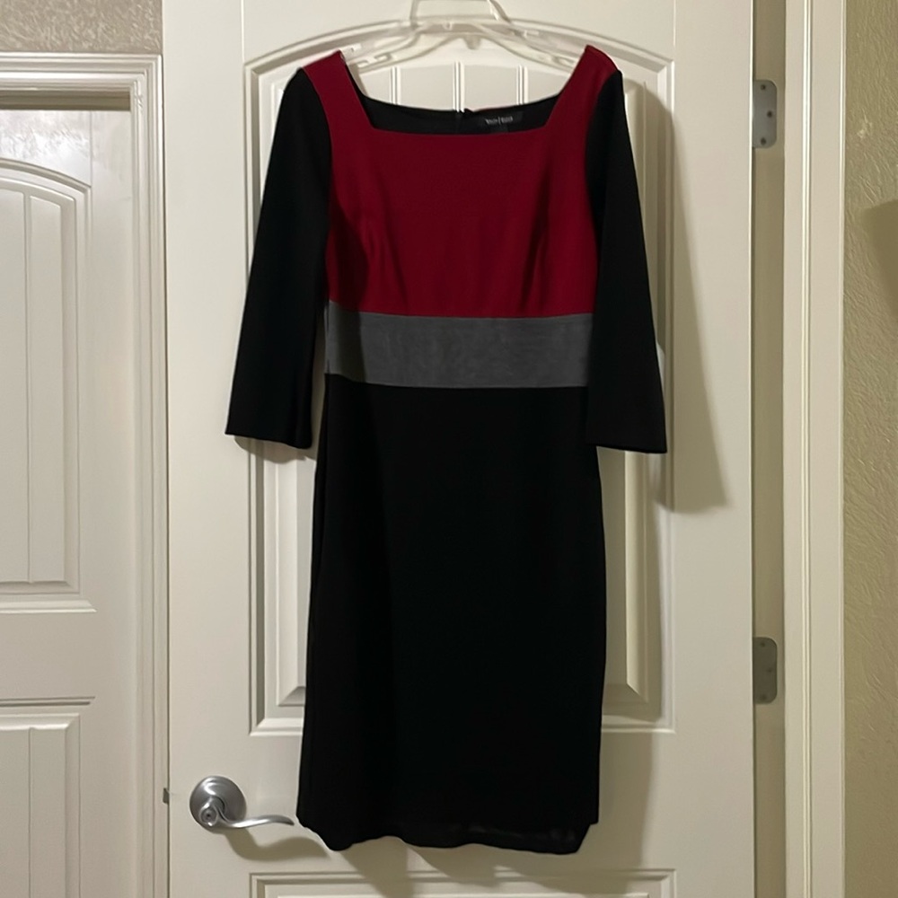 White House Black Market (WHBM) Colorblock 3/4 Sleeve Sheath Dress size …